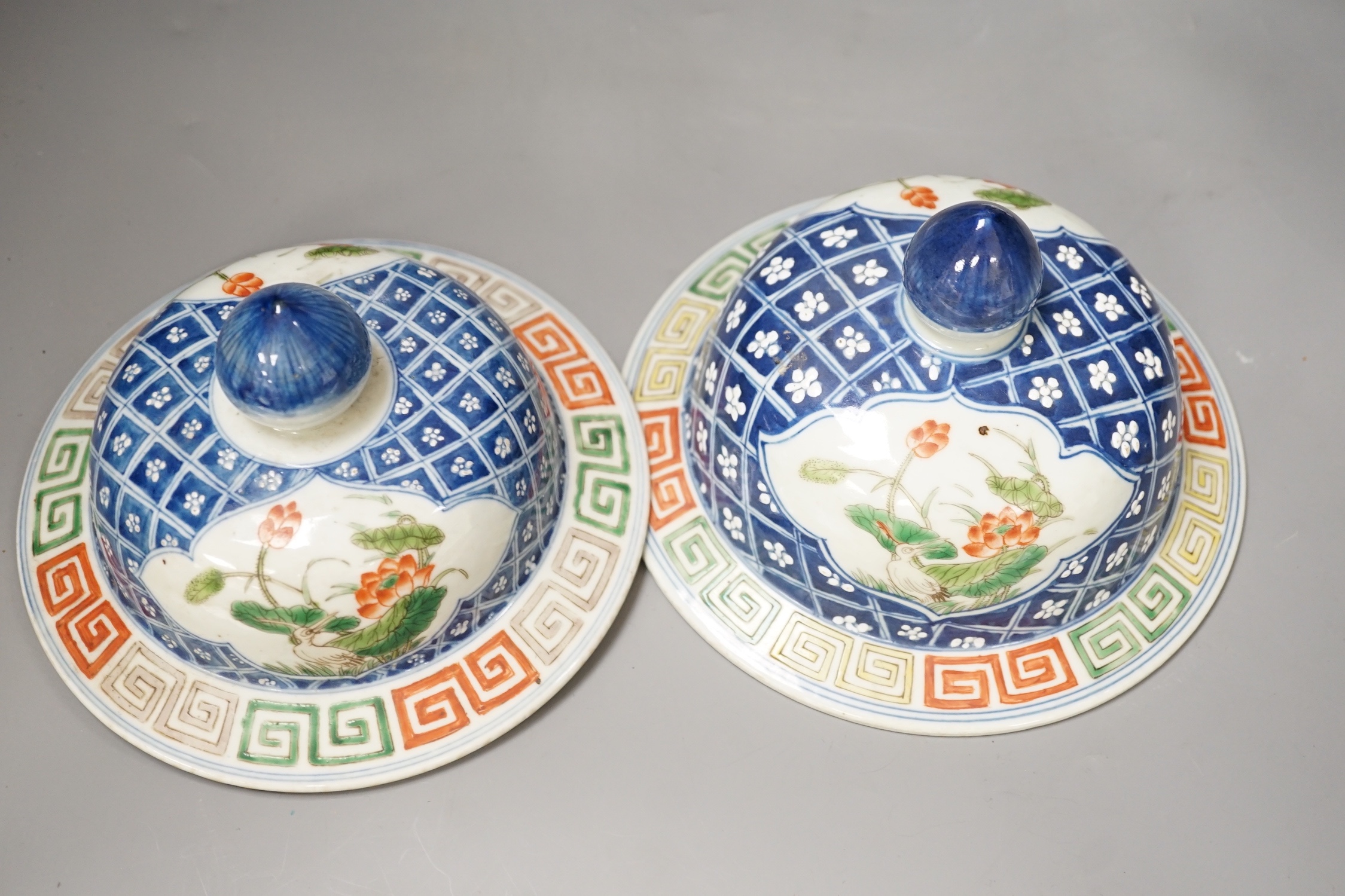A pair of Chinese baluster jars and covers - 40cm high